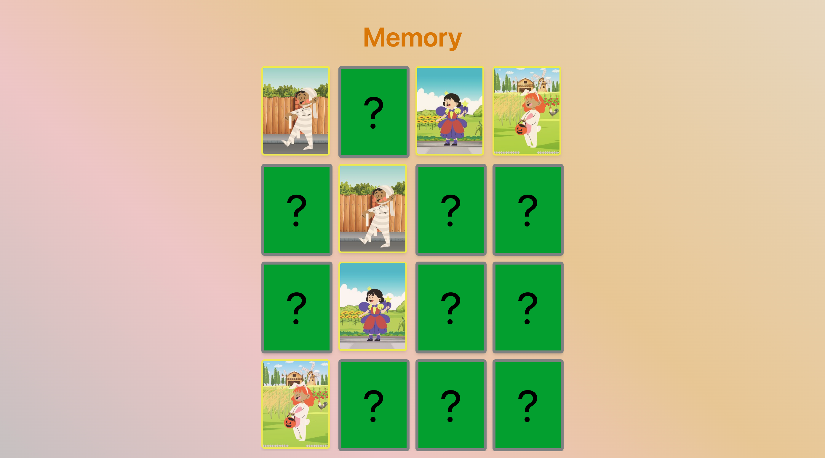 Memory game project preview